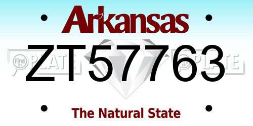 ZT57763 Arkansas License Plate