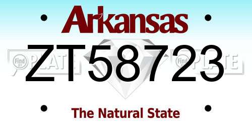 ZT58723 Arkansas License Plate