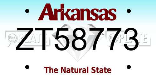 ZT58773 Arkansas License Plate