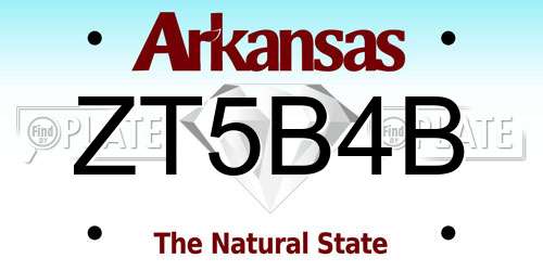 ZT5B4B Arkansas License Plate