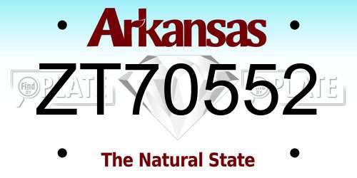 ZT70552 Arkansas License Plate