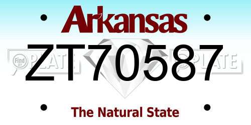 ZT70587 Arkansas License Plate