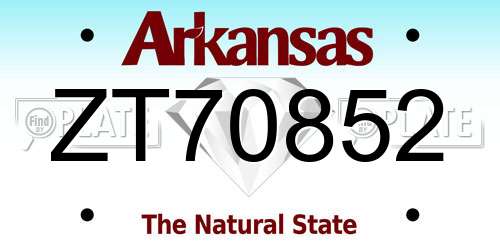 ZT70852 Arkansas License Plate