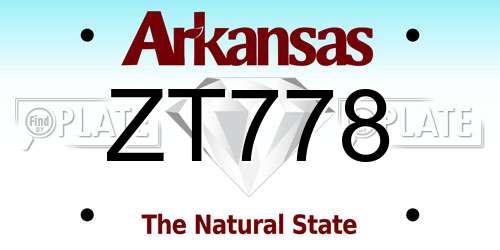 ZT778 Arkansas License Plate
