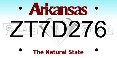 ZT7D276 Arkansas License Plate