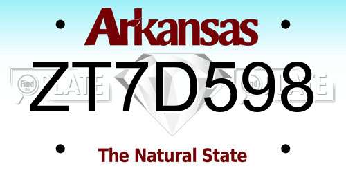 ZT7D598 Arkansas License Plate
