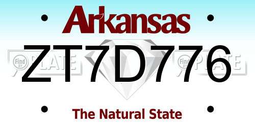 ZT7D776 Arkansas License Plate