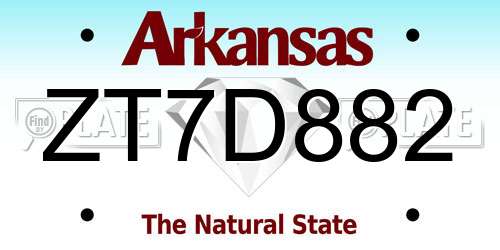 ZT7D882 Arkansas License Plate