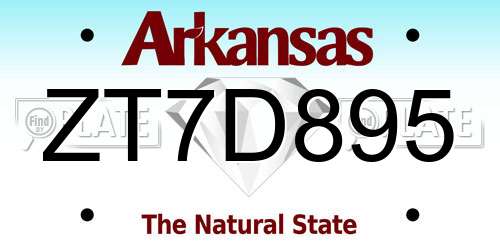 ZT7D895 Arkansas License Plate