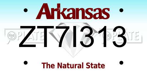 ZT7I313 Arkansas License Plate