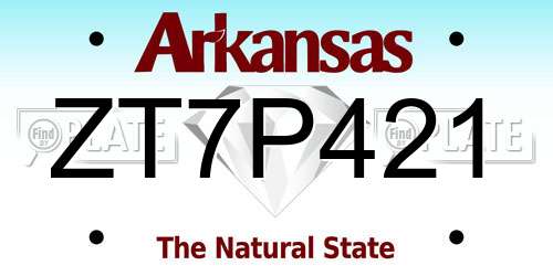 ZT7P421 Arkansas License Plate