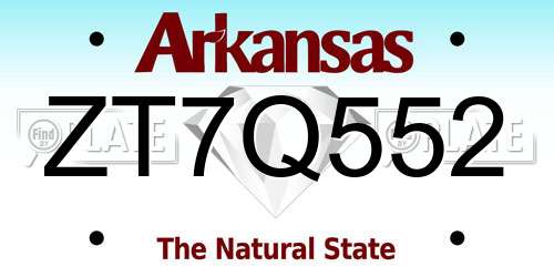 ZT7Q552 Arkansas License Plate