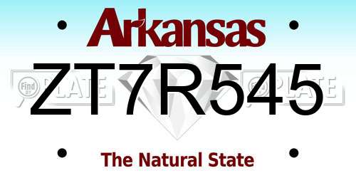 ZT7R545 Arkansas License Plate