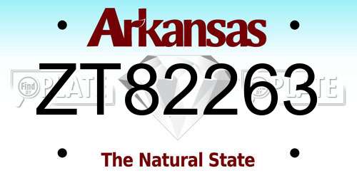 ZT82263 Arkansas License Plate