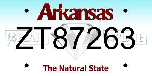 ZT87263 Arkansas License Plate