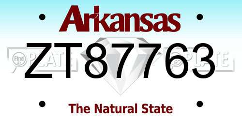 ZT87763 Arkansas License Plate