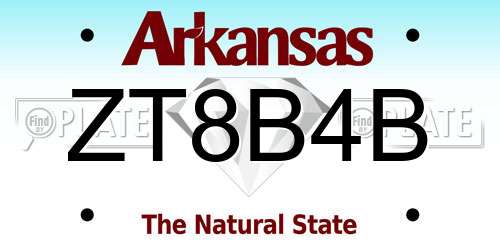 ZT8B4B Arkansas License Plate