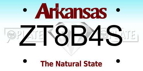 ZT8B4S Arkansas License Plate