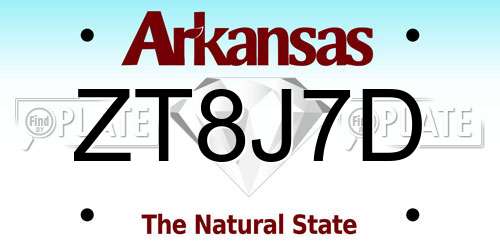 ZT8J7D Arkansas License Plate