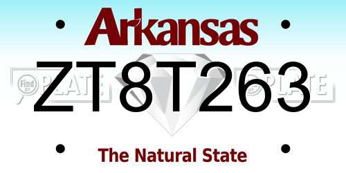 ZT8T263 Arkansas License Plate