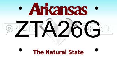 ZTA26G Arkansas License Plate
