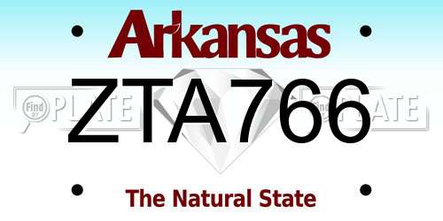 ZTA766 Arkansas License Plate