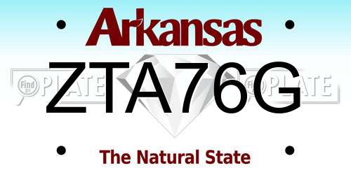 ZTA76G Arkansas License Plate