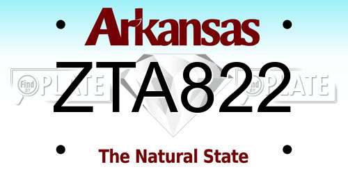 ZTA822 Arkansas License Plate