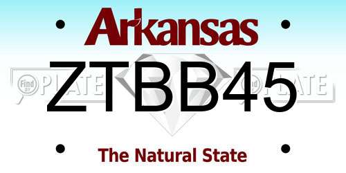 ZTBB45 Arkansas License Plate
