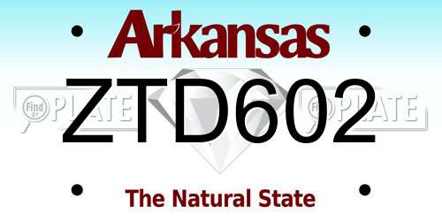 ZTD602 Arkansas License Plate