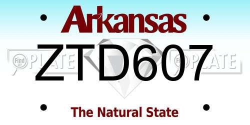 ZTD607 Arkansas License Plate