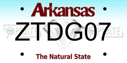 ZTDG07 Arkansas License Plate