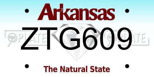 ZTG609 Arkansas License Plate
