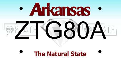 ZTG80A Arkansas License Plate