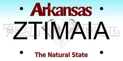 ZTIMAIA Arkansas License Plate