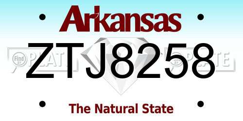 ZTJ8258 Arkansas License Plate