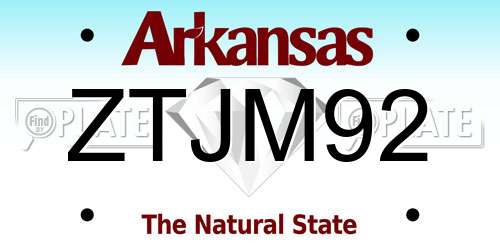 ZTJM92 Arkansas License Plate