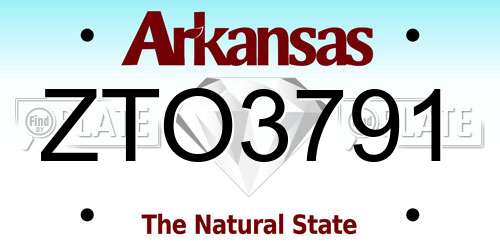 ZTO3791 Arkansas License Plate
