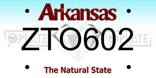 ZTO602 Arkansas License Plate
