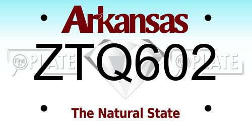 ZTQ602 Arkansas License Plate
