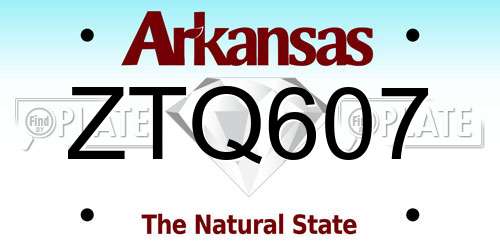 ZTQ607 Arkansas License Plate