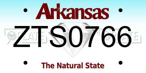 ZTS0766 Arkansas License Plate