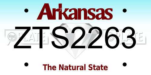 ZTS2263 Arkansas License Plate