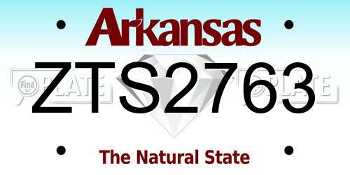 ZTS2763 Arkansas License Plate