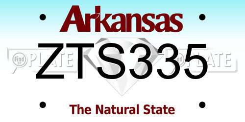 ZTS335 Arkansas License Plate
