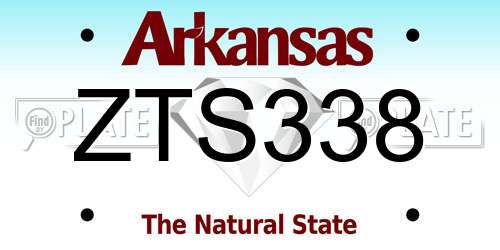 ZTS338 Arkansas License Plate