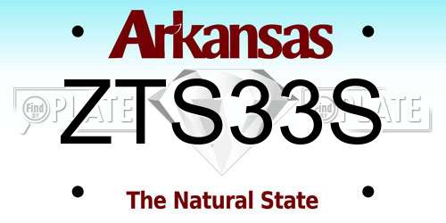 ZTS33S Arkansas License Plate
