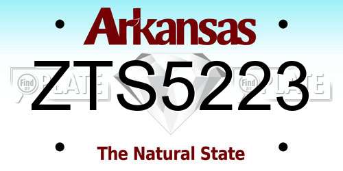 ZTS5223 Arkansas License Plate