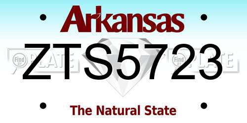 ZTS5723 Arkansas License Plate