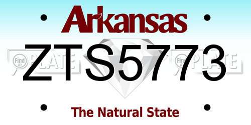 ZTS5773 Arkansas License Plate